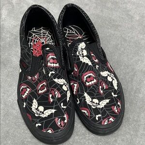 Vans Black and Red Skull Bat Sneakers